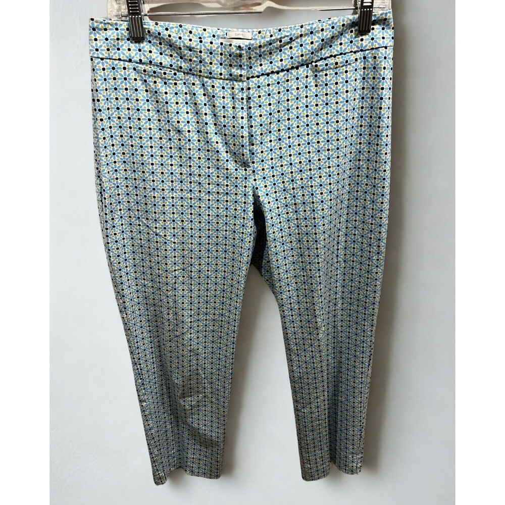 Talbots Pants Womens 6 Ankle Blue Yellow Floral Stretch Career Work